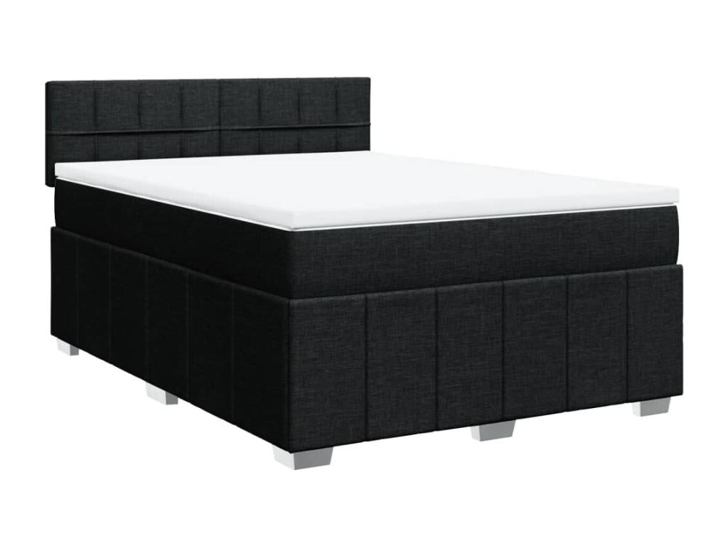 Sommier à Maisonpuretop de lit avec matelas Noir 160x200 cm Tissu 62069PPTA
