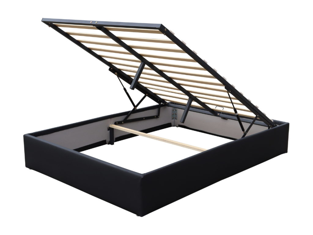 Lit coffre noir 120x200 cm avec 12 Maisonpuretop - Montage rapide et entretien facile avec revêtement PVC simili 89141AQBT