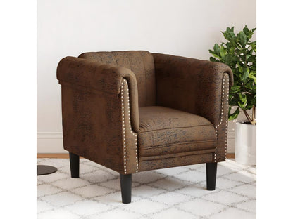 Fauteuil marron similicuir daim 01715MTZK