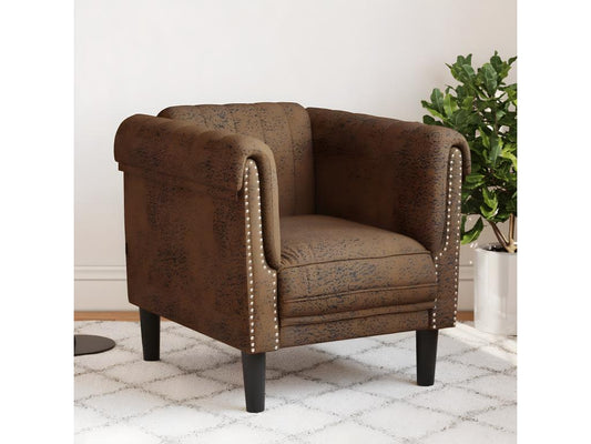 Fauteuil marron similicuir daim 01715MTZK