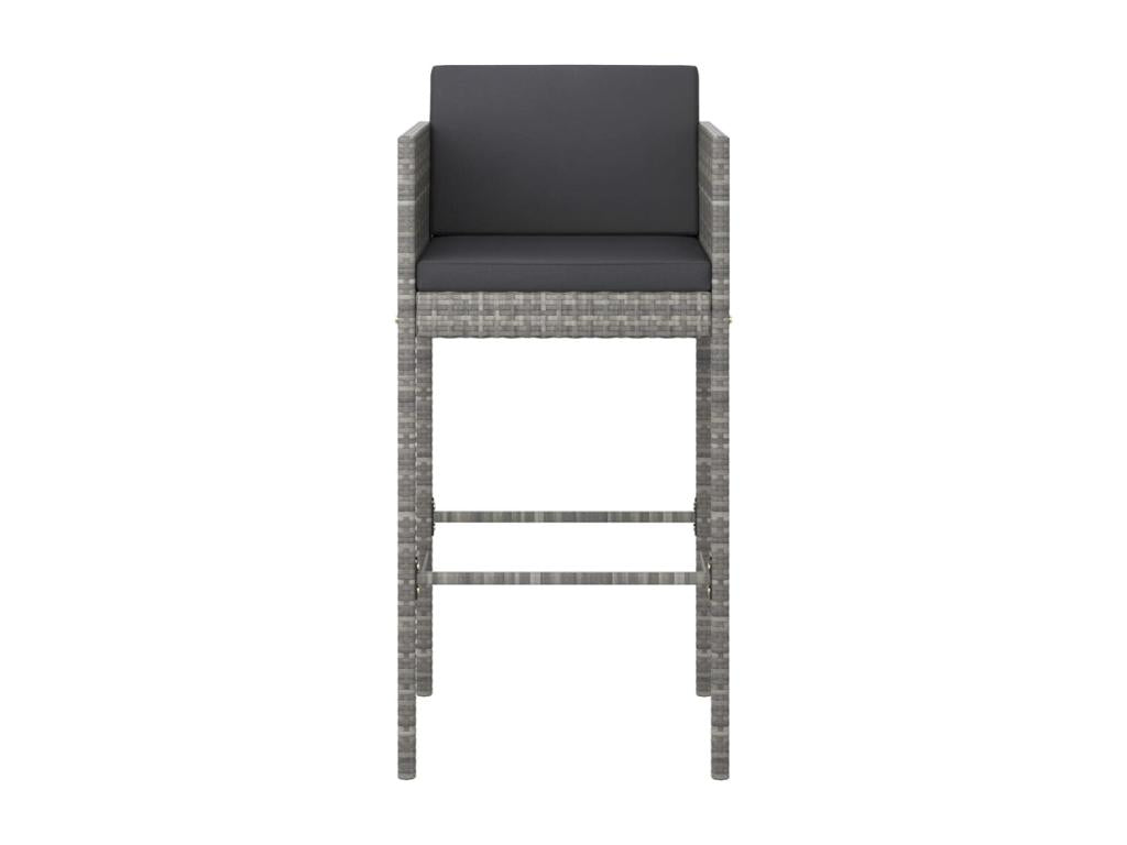 Ensemble de bar de jardin 3 pcs et coussins Résine tressée Gris 70881OEKA