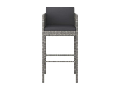 Ensemble de bar de jardin 3 pcs et coussins Résine tressée Gris 70881OEKA