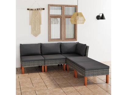 Salon de jardin 5 pièces avec coussins Résine tressée Gris 56541BBHC