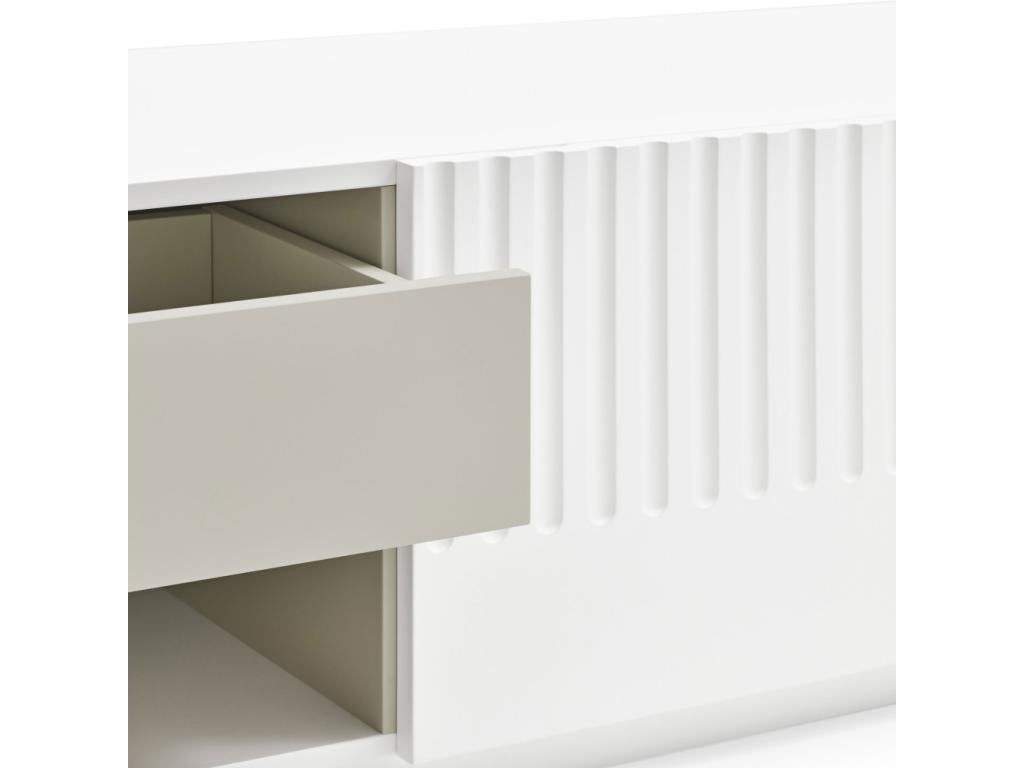 Maisonpuretop - Meuble TV 4 portes en bois L180cm Couleur - Blanc 09294BNUE