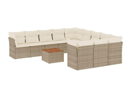 Salon de jardin avec coussins 12 pcs beige résine tressée 34929QGAI