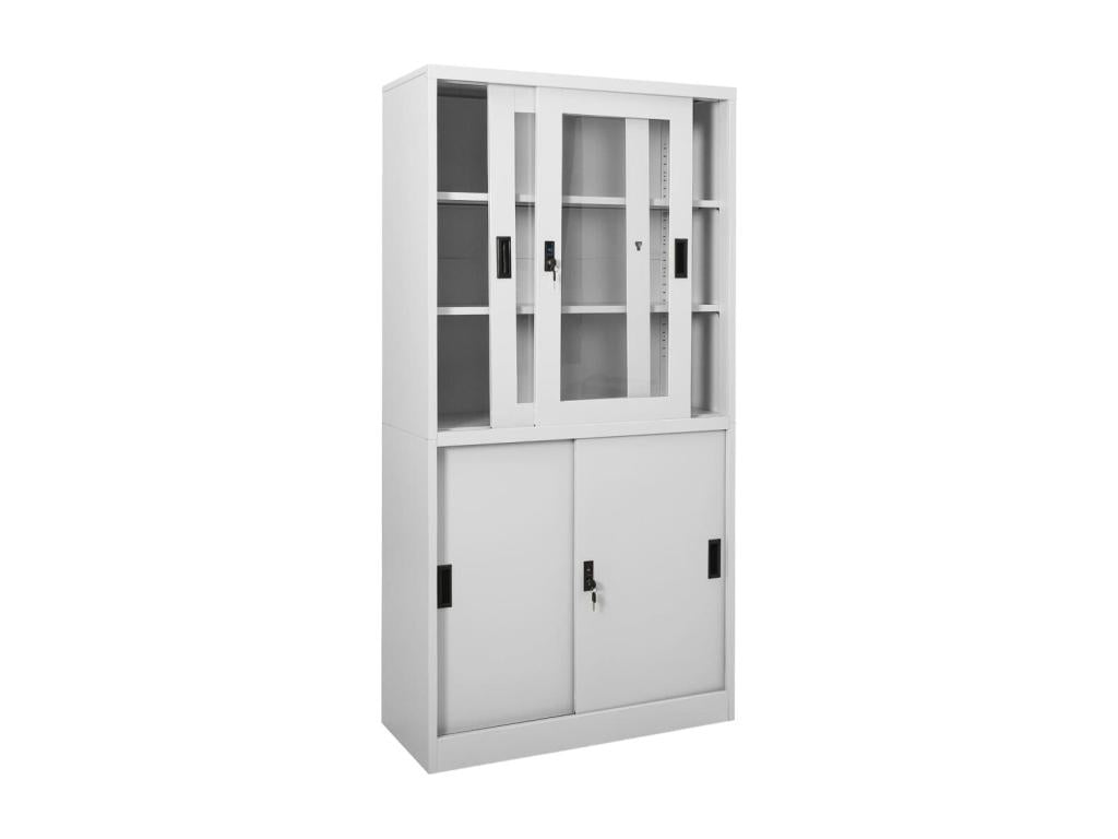 Armoire à bureau porte coulissante Gris clair 90x40x180cm Acier 52538BXRU