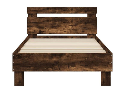 Cadre de lit tête de lit et Artvivrestoreères LED chêne fumé 90x190 cm 08725QVCC