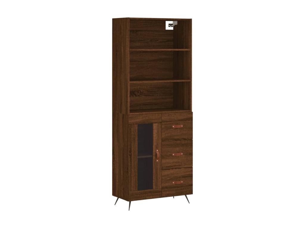 Buffet haut Chêne marron 69,5x34x180 cm Bois d'ingénierie 77278JGRQ
