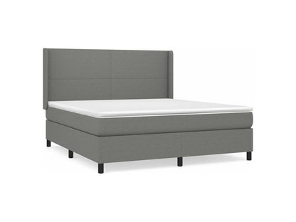 Sommier à Maisonpuretop de lit avec matelas Gris foncé 160x200 Tissu 93271RUND