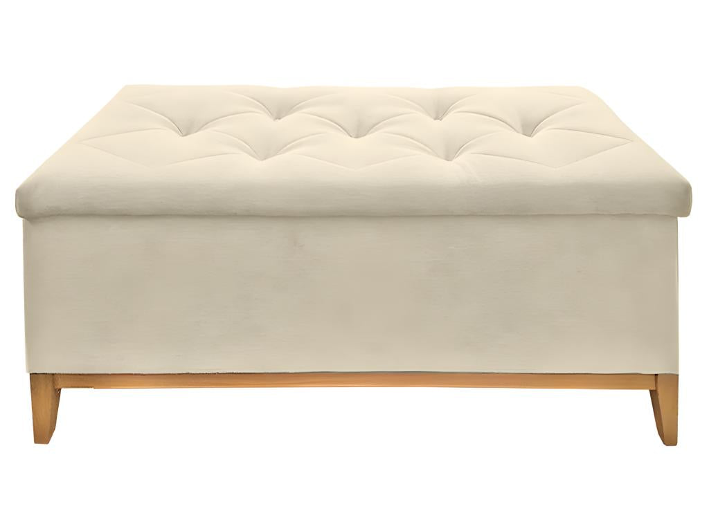 Banc / Bout de lit avec coffre de rangement tissu doux écru - SKY 56301GFUH