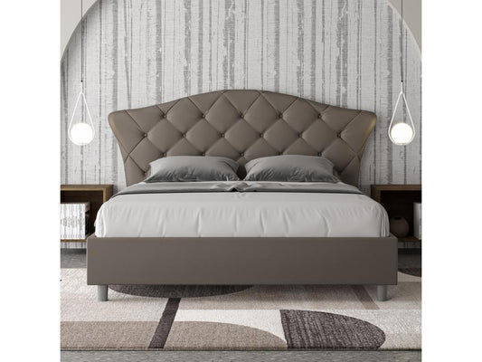 Lit sans sommier rembourré 160x190 similicuir cappuccino Maisonpuretop 35075XBES