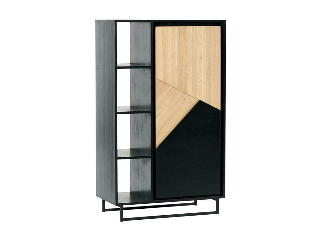 Bibliothèque 1 porte bois noir et blanc Artvivrestore 10102AGBL