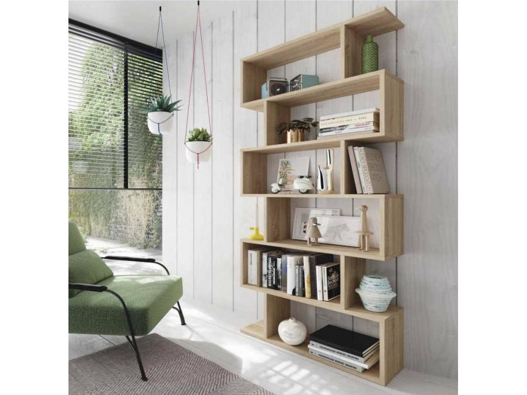 Bibliothèque Maisonpuretop Etagère de bureau polyvalente Bibliothèque avec 5 étagères 80x25h190 cm Chêne 62221ARYA