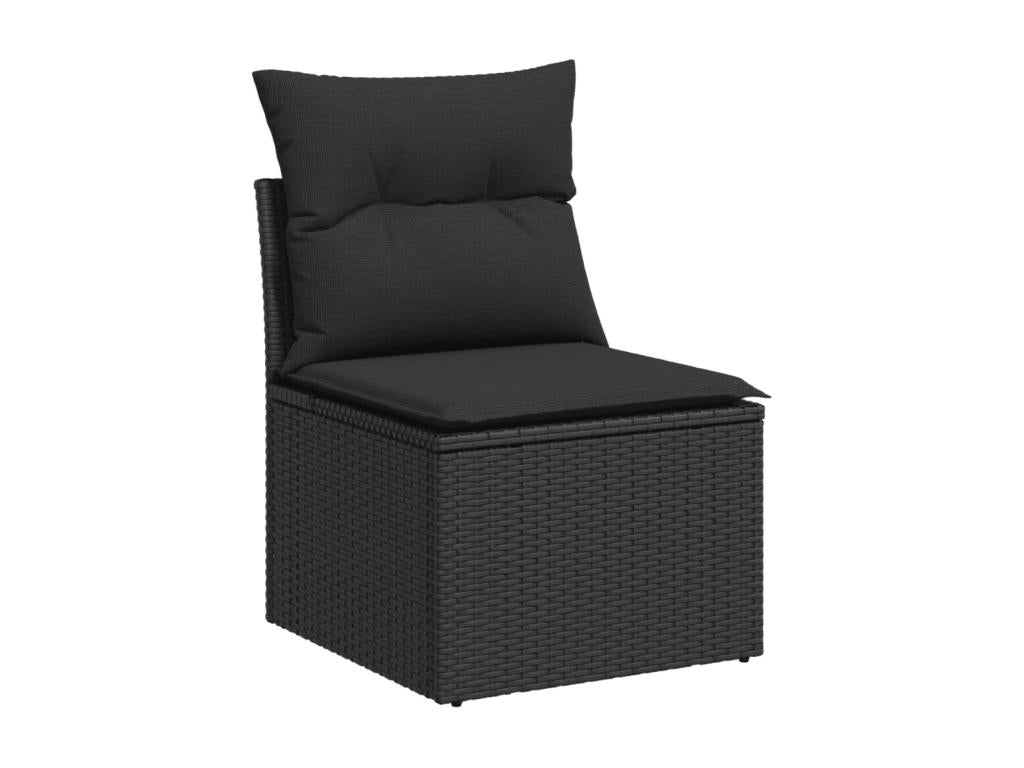 Salon de jardin 9 pcs avec coussins noir résine tressée 60869MYEY