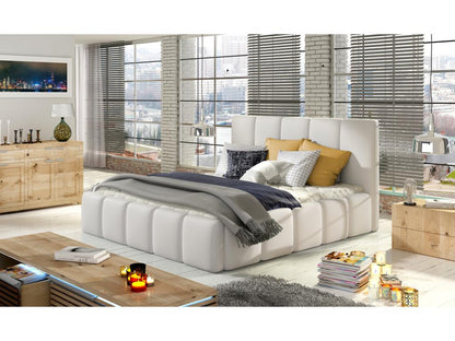 Lit moderne capitonné cuir synthétique Maisonpuretop-Couleur Blanc-160x200-Version coffre de rangement 75309RRCA
