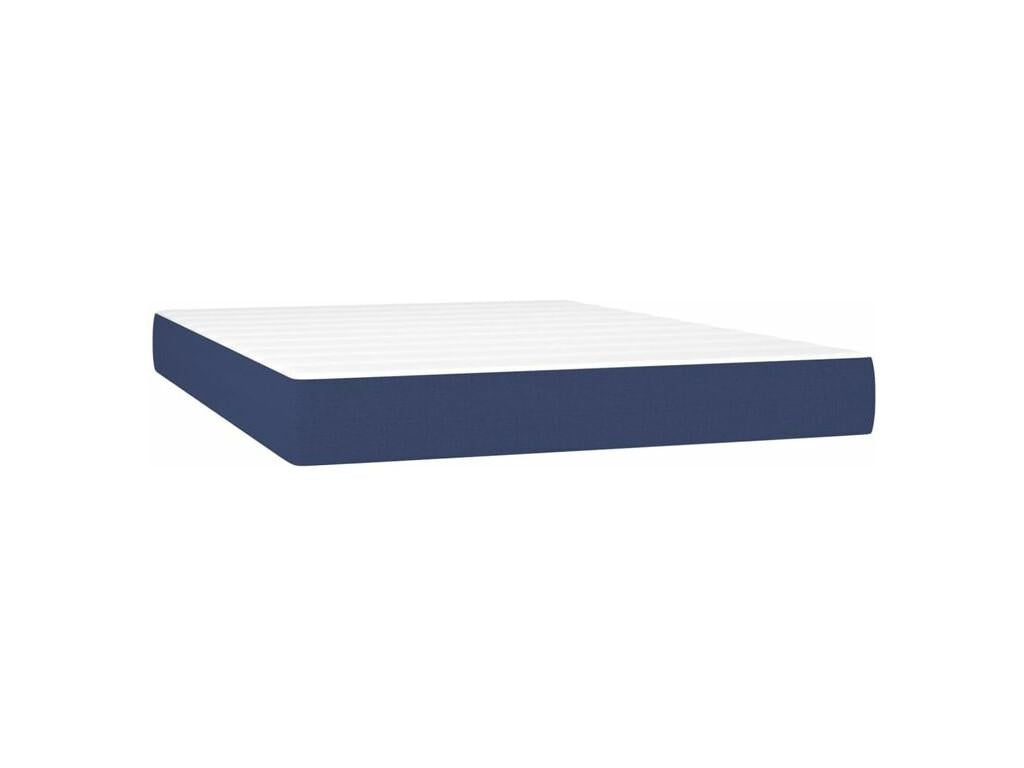 Sommier à Maisonpuretop de lit et matelas et LED Bleu 140x200 Tissu 92738XFME