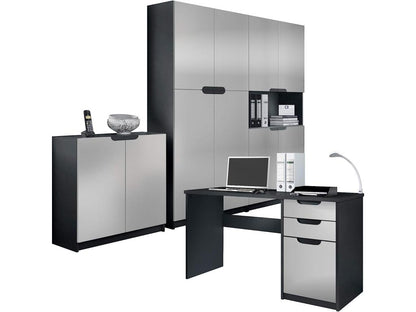 Ensemble de Meubles de Bureau Corps en Noir Mat/Façades en Gris Clair satiné Mat 71503HIOX