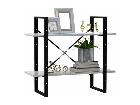 Bibliothèque à 2 niveaux Gris béton 80x30x70 cm bois ingénierie 92870EACH