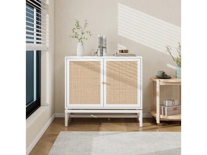 Armoire de rangement suspendue en rotin naturel avec portes doubles d140cm×h75cm 73100RCCM