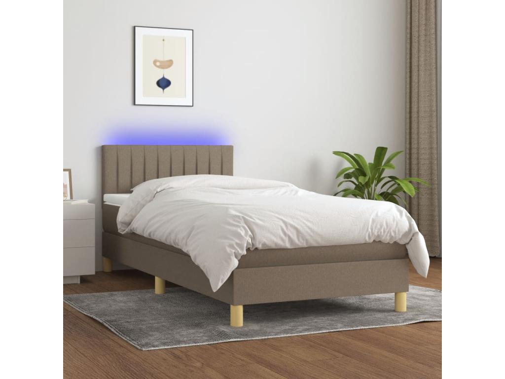 Sommier tapissier avec matelas et LED Maisonpuretop 90x190 cm Tissu 78795OVVR
