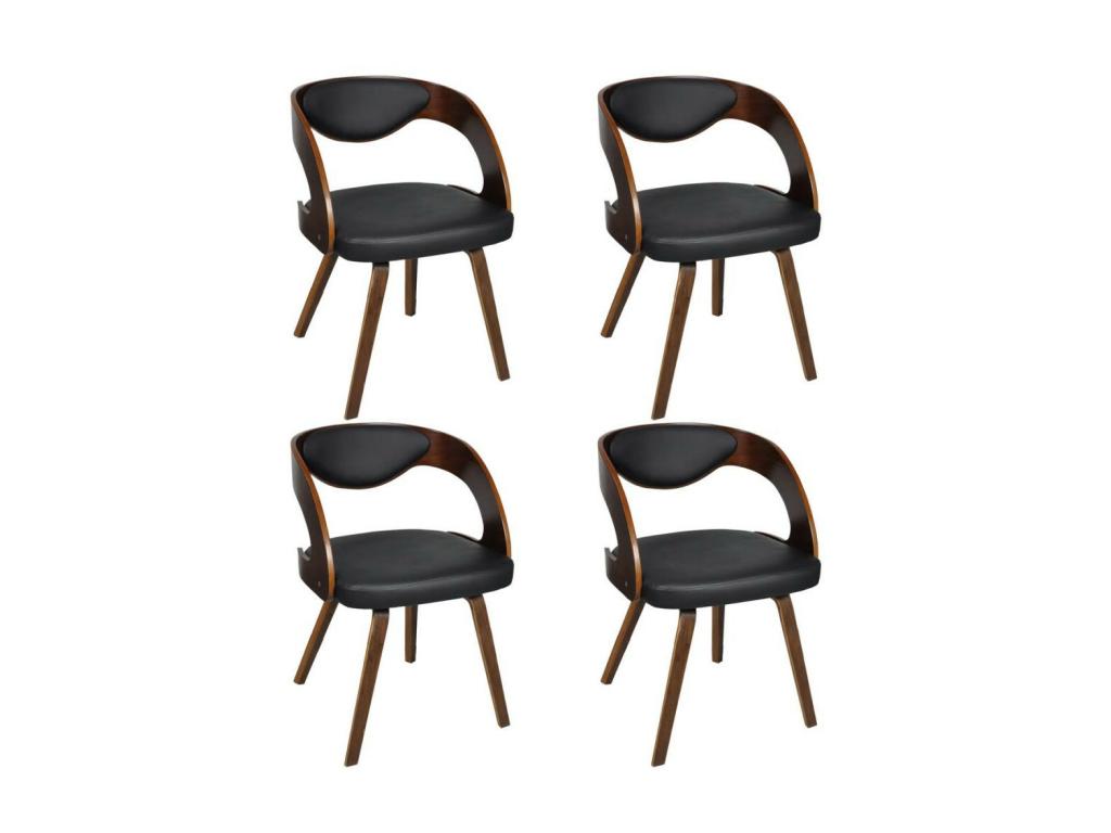Chaises de salle à manger 4pcs Marron Bois courbé et similicuir 10109MDRX