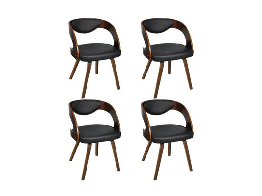 Chaises de salle à manger 4pcs Marron Bois courbé et similicuir 10109MDRX