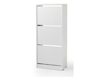 Armoire à chaussures meuble à chaussures avec 3 portes abattantes coloris blanc 55779QZBS