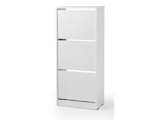 Armoire à chaussures meuble à chaussures avec 3 portes abattantes coloris blanc 55779QZBS