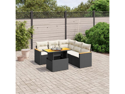 Salon de jardin 6 pcs avec coussins noir résine tressée 10097AVCZ