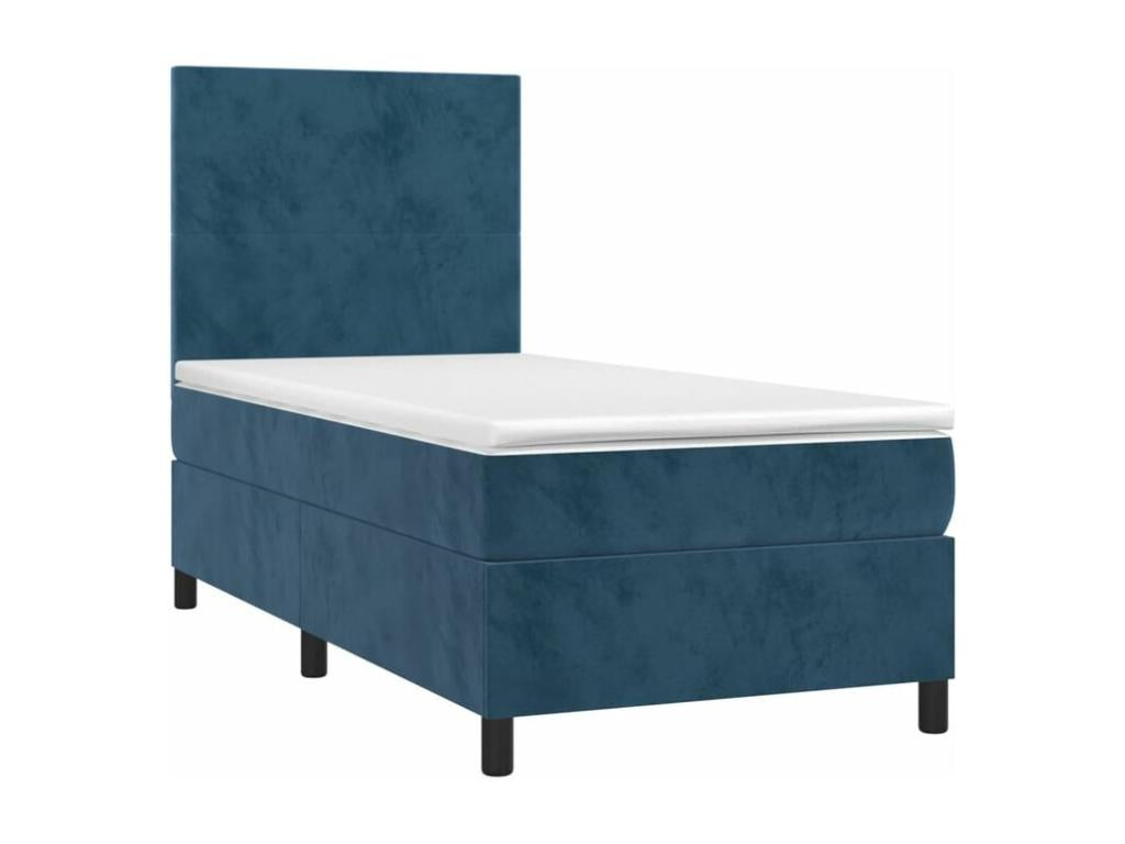 Sommier à Maisonpuretop de lit avec matelas et LED Bleu foncé 90x190 01942JXEO