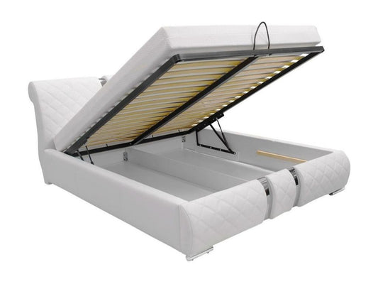 Lit Maisonpuretop 103 Double Blanc 180x200 Faux cuir Sommier à Maisonpuretop 198x234x100cm 39953VWAQ