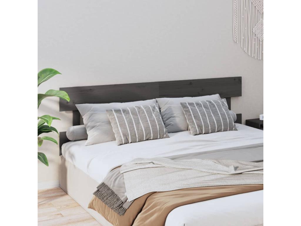 Tête de lit Gris 204x3x81 cm Bois massif de pin 79824EQZD