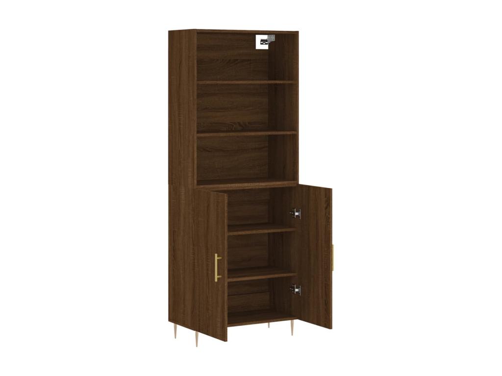 Buffet haut Chêne marron 69,5x34x180 cm Bois d'ingénierie 74846ZFXI