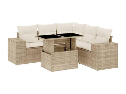 Salon de jardin avec coussins 6 pièces beige résine tressée 45721WYYG