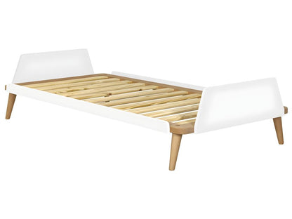 Pack lit avec matelas 90x190 cm bois massif blanc et bois Maisonpuretop 98582TIFR