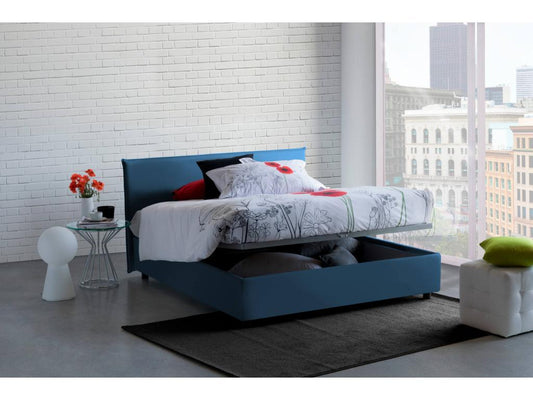 Lit double Artvivrestore Lit coffre avec revêtement en tissu Made in Italy Ouverture frontale avec matelas 160x190 cm inclus Bleu 52527YOCE