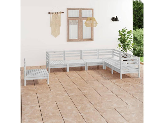 Salon de jardin 7 pièces Bois de pin massif Blanc 02625PXBG