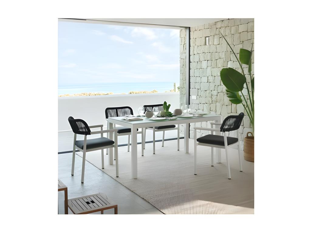 Table de repas de jardin 180 cm Aluminium Blanc - Maisonpuretop 93335ZUHY