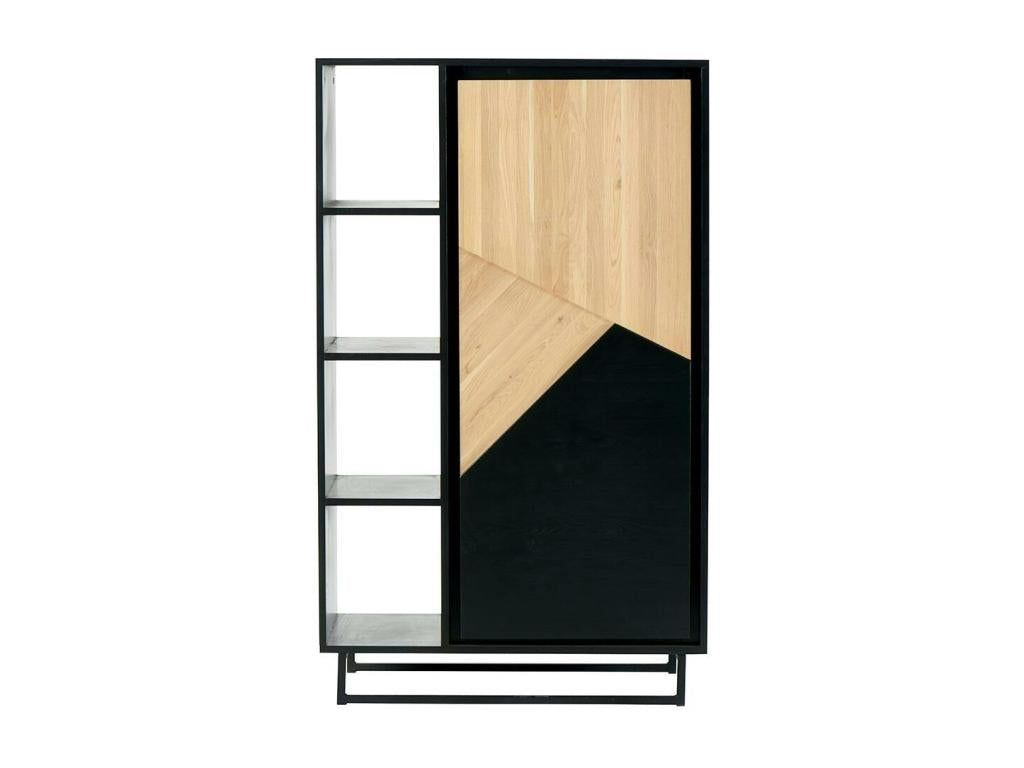 Bibliothèque 1 porte bois noir et blanc Artvivrestore 10102AGBL