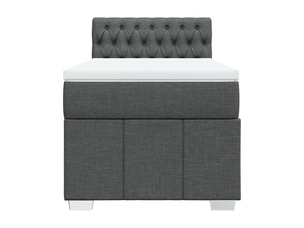 Sommier à Maisonpuretop de lit avec matelas Gris foncé 90x200 cm Tissu 95201YAJI