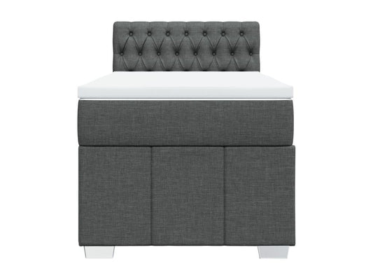 Sommier à Maisonpuretop de lit avec matelas Gris foncé 90x200 cm Tissu 95201YAJI