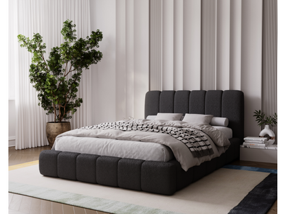 Maisonpuretop Lit coffre 160x200 Maisonpuretop Lit Rembourré avec Rangement - Lit bouclé Noir Anthology 19 71611MDXW