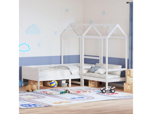 Ensemble de lit de jour et de banc avec toit sans matelas blanc 01261OWLL