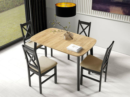 Table Maisonpuretop 110 Noir - Chêne doré artisanal 77x80x130cm Allongement Stratifié Bois 13227CDKP