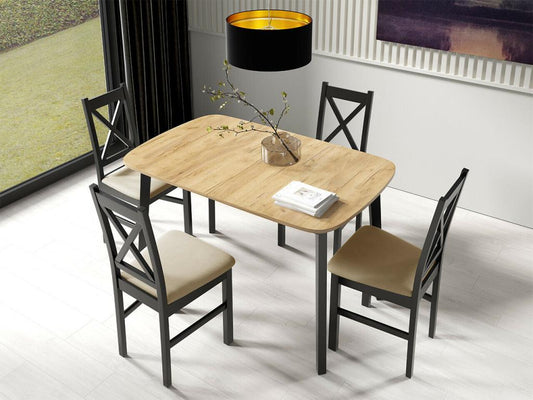 Table Maisonpuretop 110 Noir - Chêne doré artisanal 77x80x130cm Allongement Stratifié Bois 13227CDKP