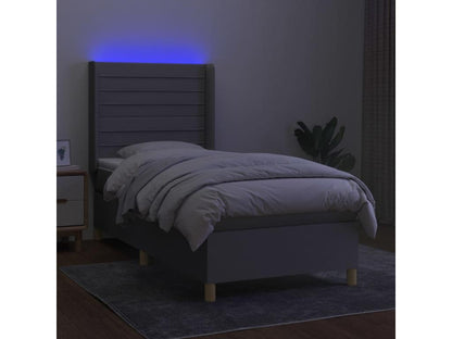 Sommier tapissier avec matelas et LED Gris clair 90x200cm Tissu 97216XALY
