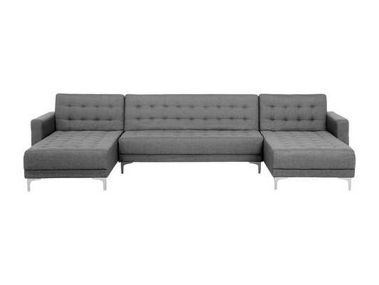 Canapé-lit modulable en forme de U Artvivrestore Tissu Gris clair 5 places Réversible 83056COFU