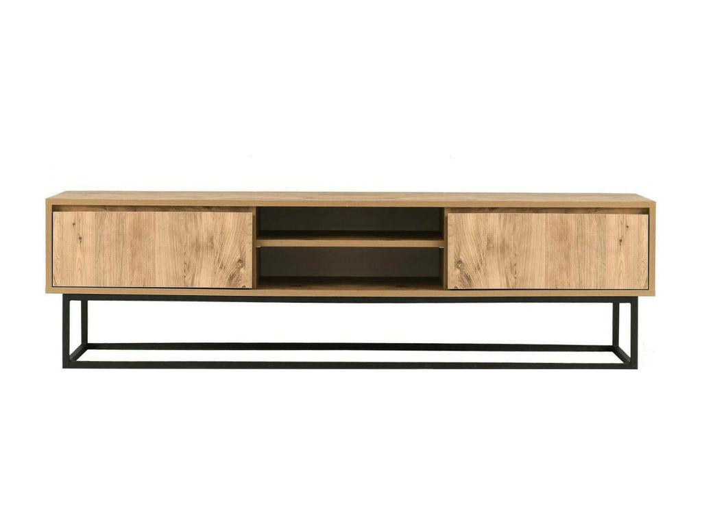 Meuble TV Maisonpuretop Buffet de salon Armoire basse pour TV Base murale de rangement 140x40h50 cm Noir et Chêne 13649GPUQ