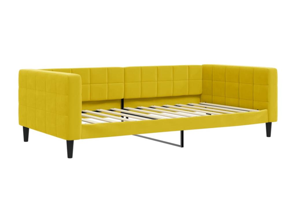Lit de jour avec lit gigogne jaune 100x200 cm velours 02138YBCA