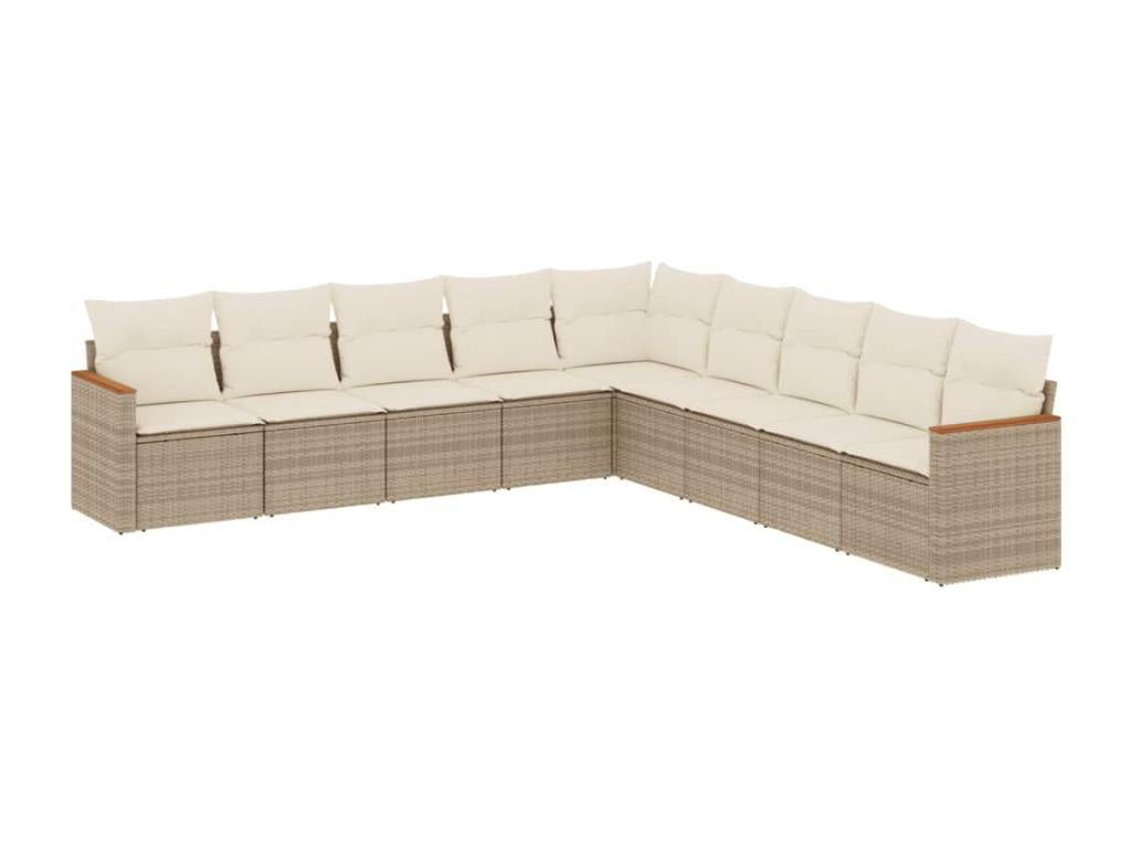Salon de jardin avec coussins 9 pcs beige résine tressée 63013DOZH